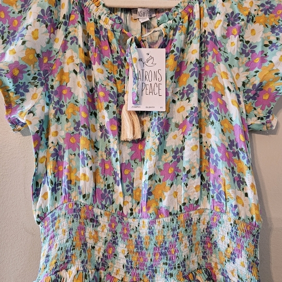 NWT Patrons Of Peace Daisy Sundress Floral Print Mini Feminine Sun Dress Size XS - Picture 7 of 15